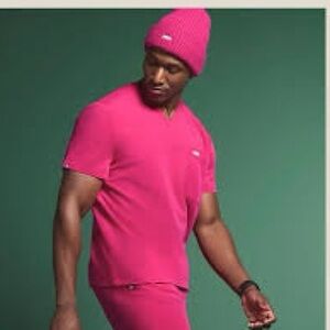 Figs Bold Pink Knit Hat